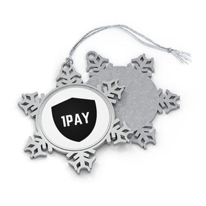 1PAY White Holiday Decoration Pewter Snowflake Ornament