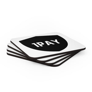 1PAY White Genuine Hardboard Cork Back Coaster