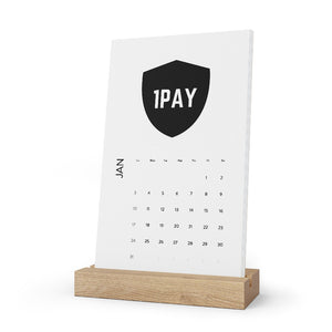 1PAY Matte White Beautiful Oak Wood Vertical Desk Calendar