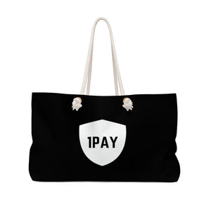 1PAY Black Oversized Wide Mouthed Weekender Tote Bag