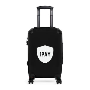 1PAY Black Travel Ready Cruelty Free Faux Leather Cabin Suitcase