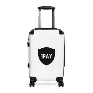 1PAY White Travel Ready Cruelty Free Faux Leather Cabin Suitcase