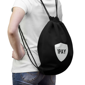 1PAY Black Lightweight Versatile Drawstring Gym Bag