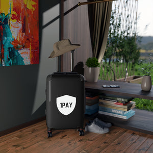 1PAY Black Travel Ready Cruelty Free Faux Leather Cabin Suitcase