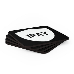 1PAY Black Genuine Hardboard Cork Back Coaster