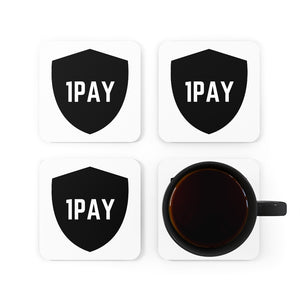 1PAY White Genuine Hardboard Cork Back Coaster