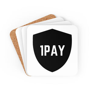 1PAY White Genuine Hardboard Cork Back Coaster