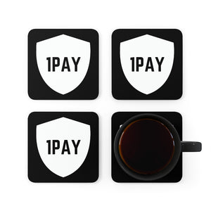 1PAY Black Genuine Hardboard Cork Back Coaster